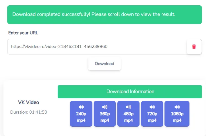 Die gewollte Videoqualität auswählen und den Download starten