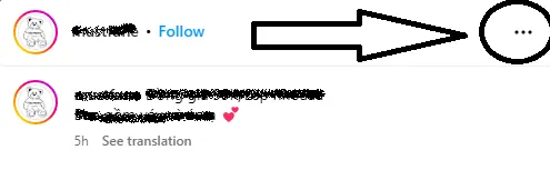 Panduan visual yang menunjukkan cara mengklik ikon 3 titik pada postingan Instagram di perangkat seluler