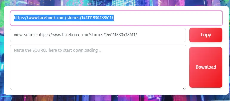 Dán trực tiếp URL lấy được vào ô nhập liệu của tiện ích tải Facebook cá nhân