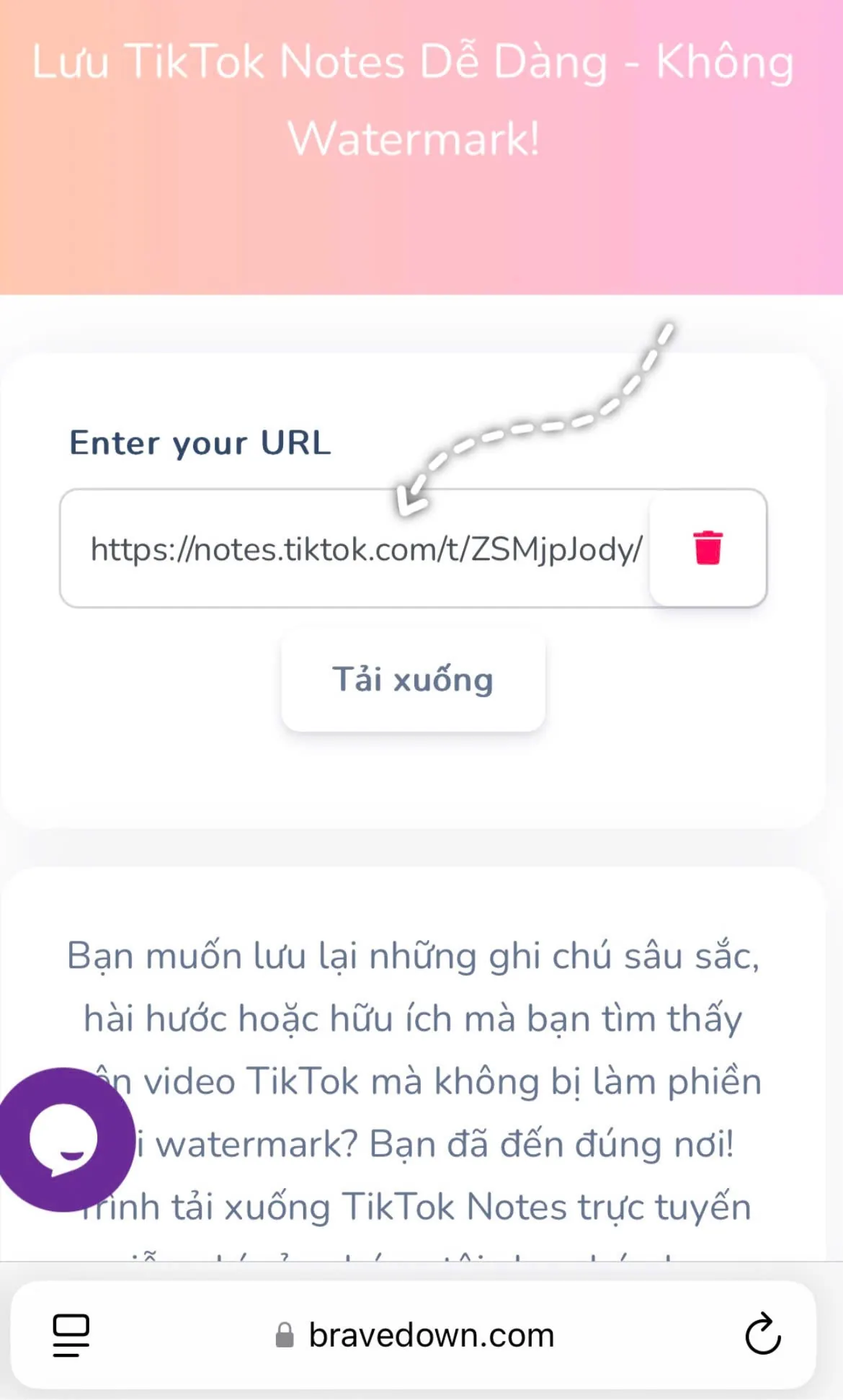 Paste the link into the downloader tool