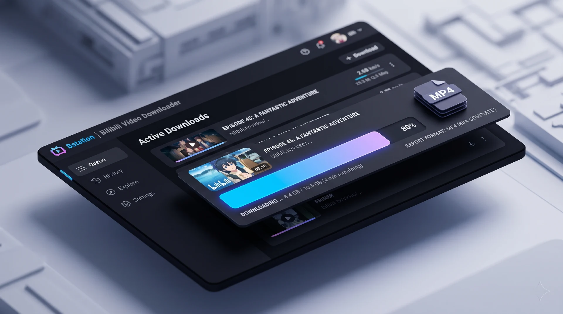 Antarmuka bstation downloader BraveDown untuk menyimpan video Bstation dan Bilibili secara online