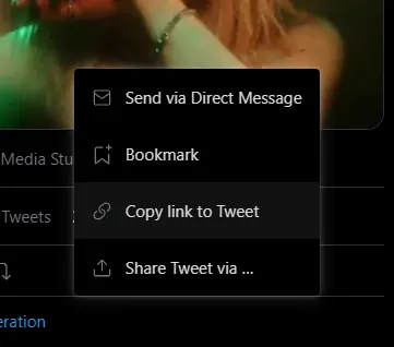 Pilih Copy link untuk menyalin URL tweet untuk konversi twitter to mp4
