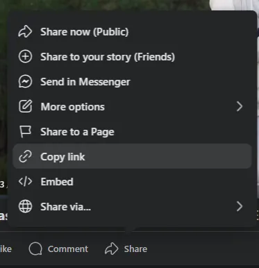 Cara menyalin tautan story Facebook di aplikasi untuk proses download story fb