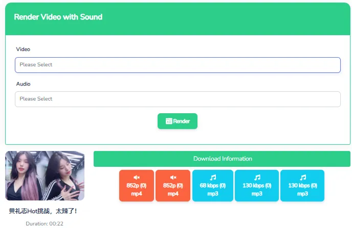 Memilih format MP4 atau audio MP3 pada antarmuka bstation downloader BraveDown