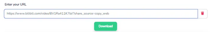 Menempelkan tautan Bstation ke kolom pencarian BraveDown untuk download video bstation secara online